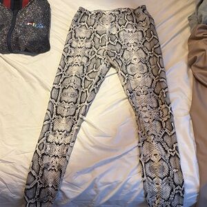Varley Black and White Snakeskin Leggings